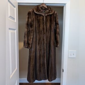 David Green Genuine Alaskan Mink Fur Coat Dark Brown Vintage